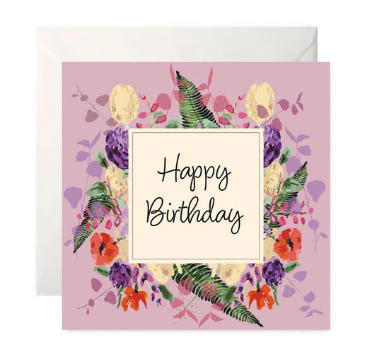 Hydrangea Wreath- Happy Birthday Card
