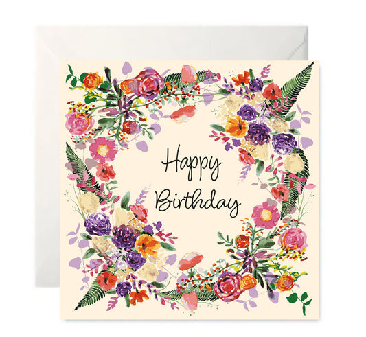 Harvest Wreath- Happy Birthday Card