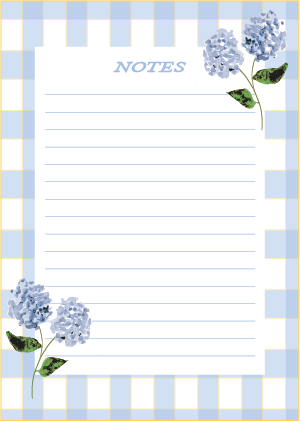 Blue Gingham & Hydrangea- A5 Memo Pad