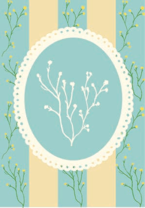 Teal Green & Yellow Wildflower Stripe Card