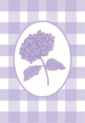 Lilac Gingham Hydrangea Greeting Card