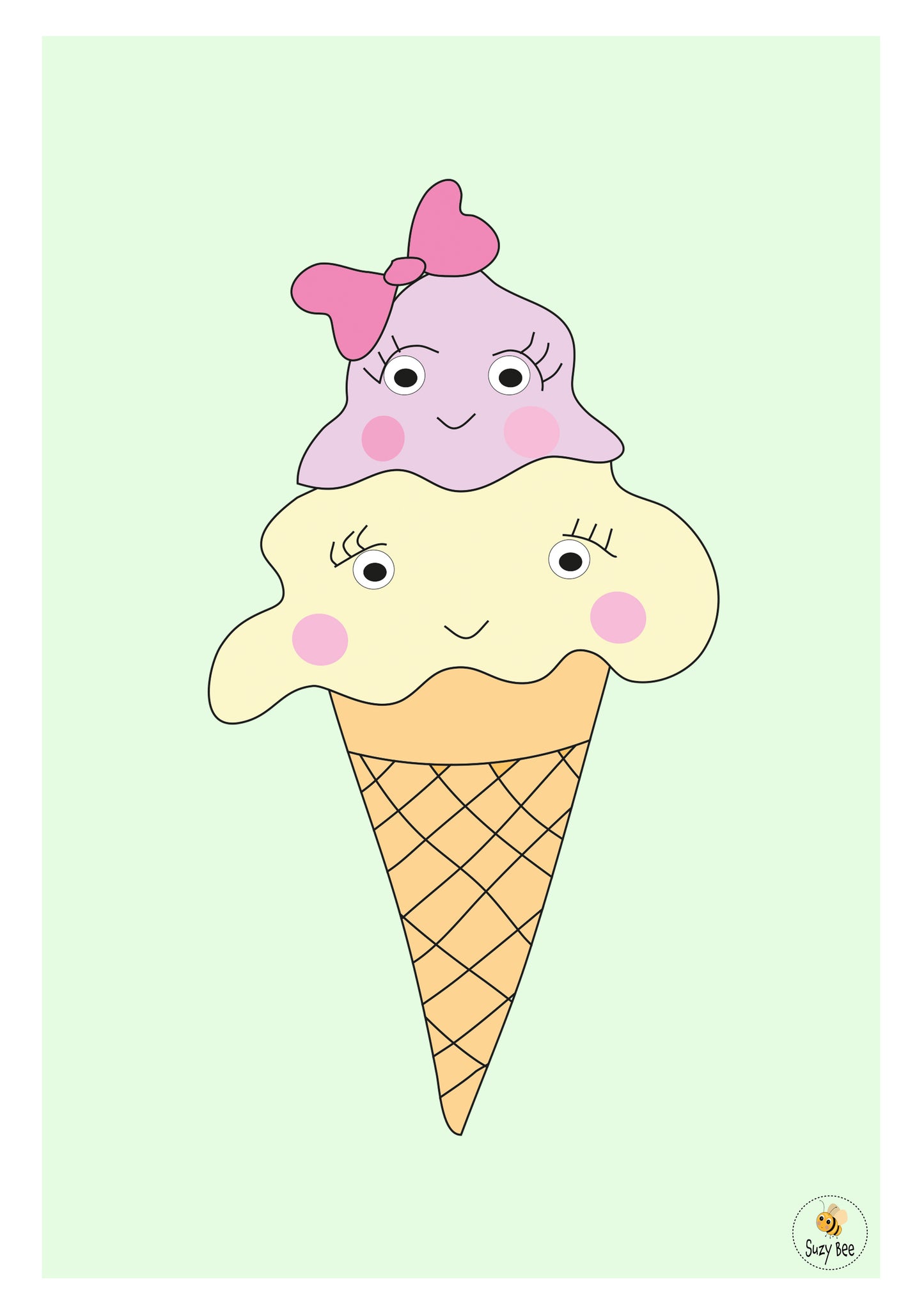 Double Scoop Icecream Illustration - Children's Wall Art