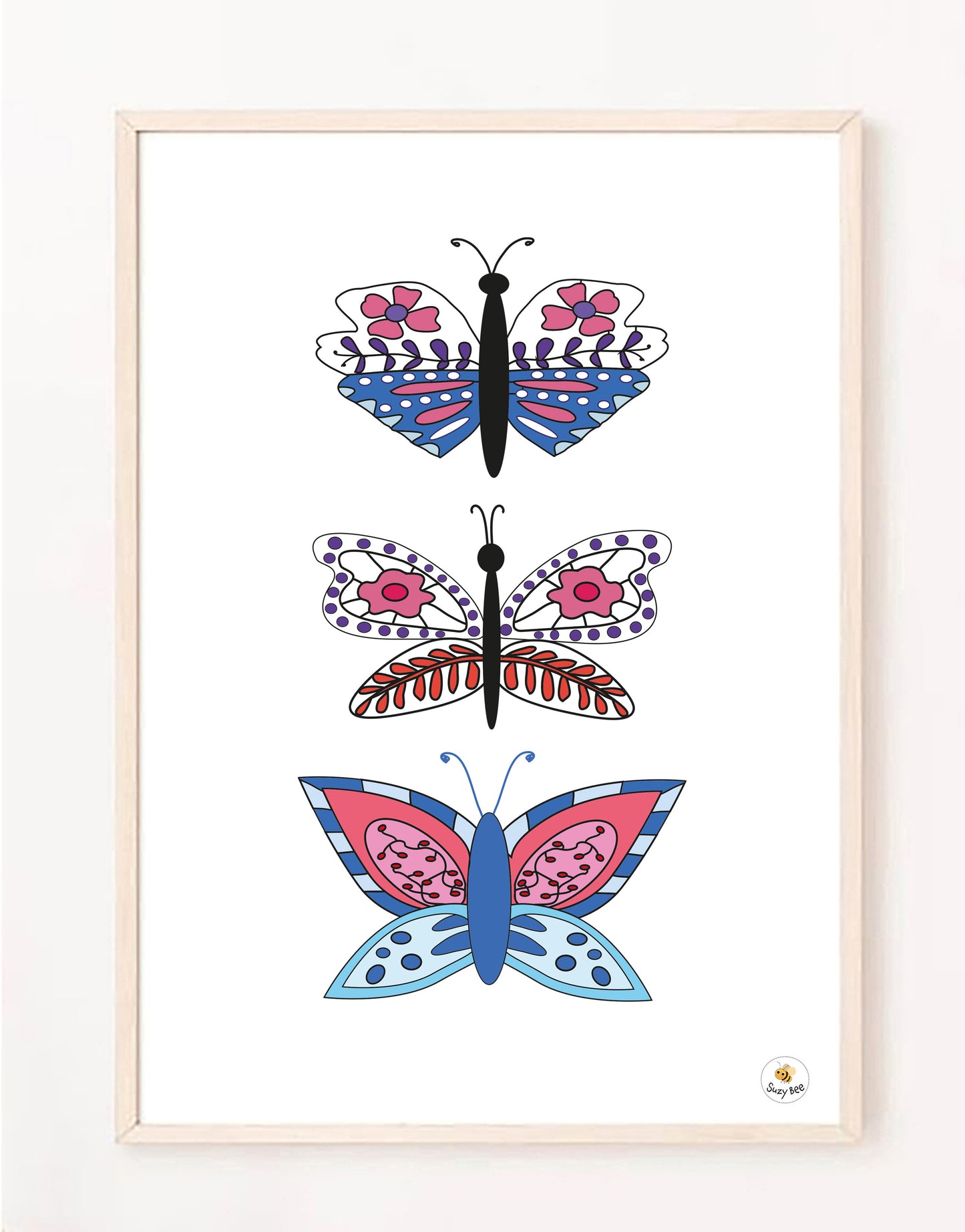 Butterflies - Patterned 3- Children's Wall Art