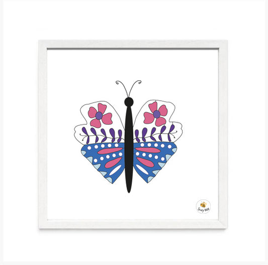 Butterfly - Blue Wings, White Dots- Children's Wall Art