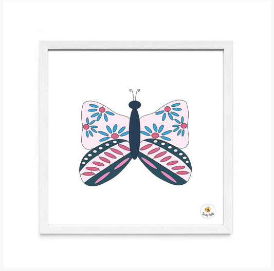 Butterfly -Blue Petal Wings- Children's Wall Art