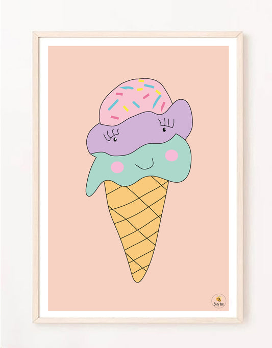 Sprinkle Top Icecream Illustration - Children's Wall Art
