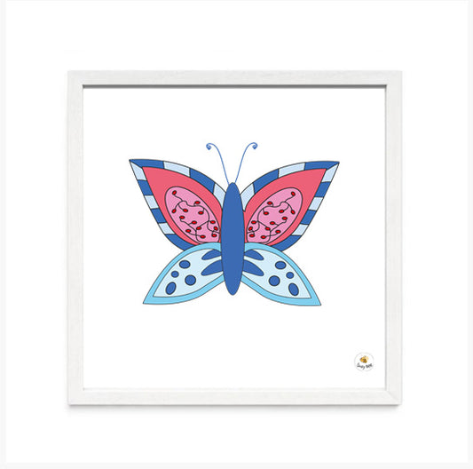 Butterfly - Blue and Grey Wings- Children's Wall Art