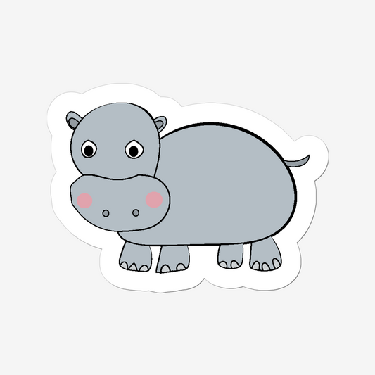 Hippo Vinyl Sticker - Jungle Animals
