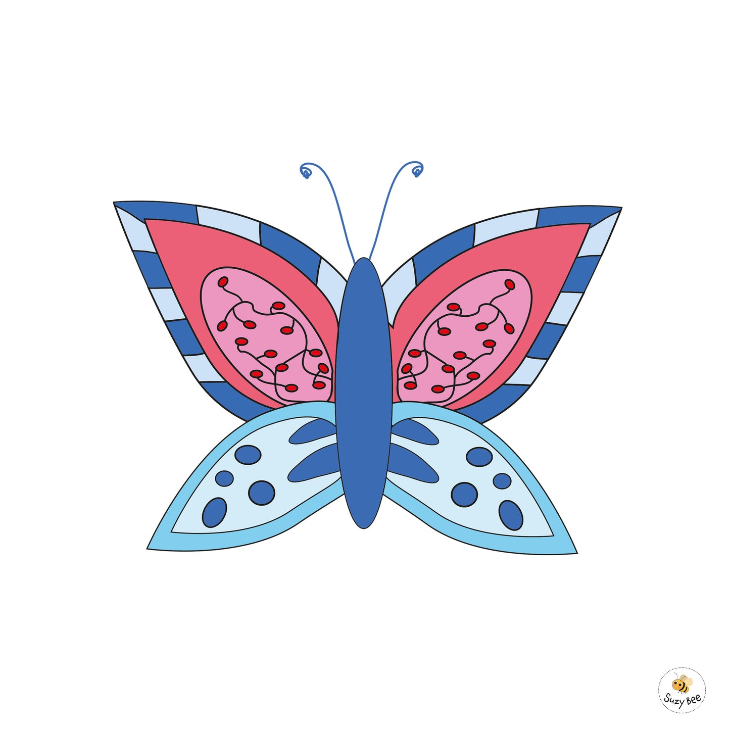 Butterfly - Blue and Grey Wings- Children's Wall Art