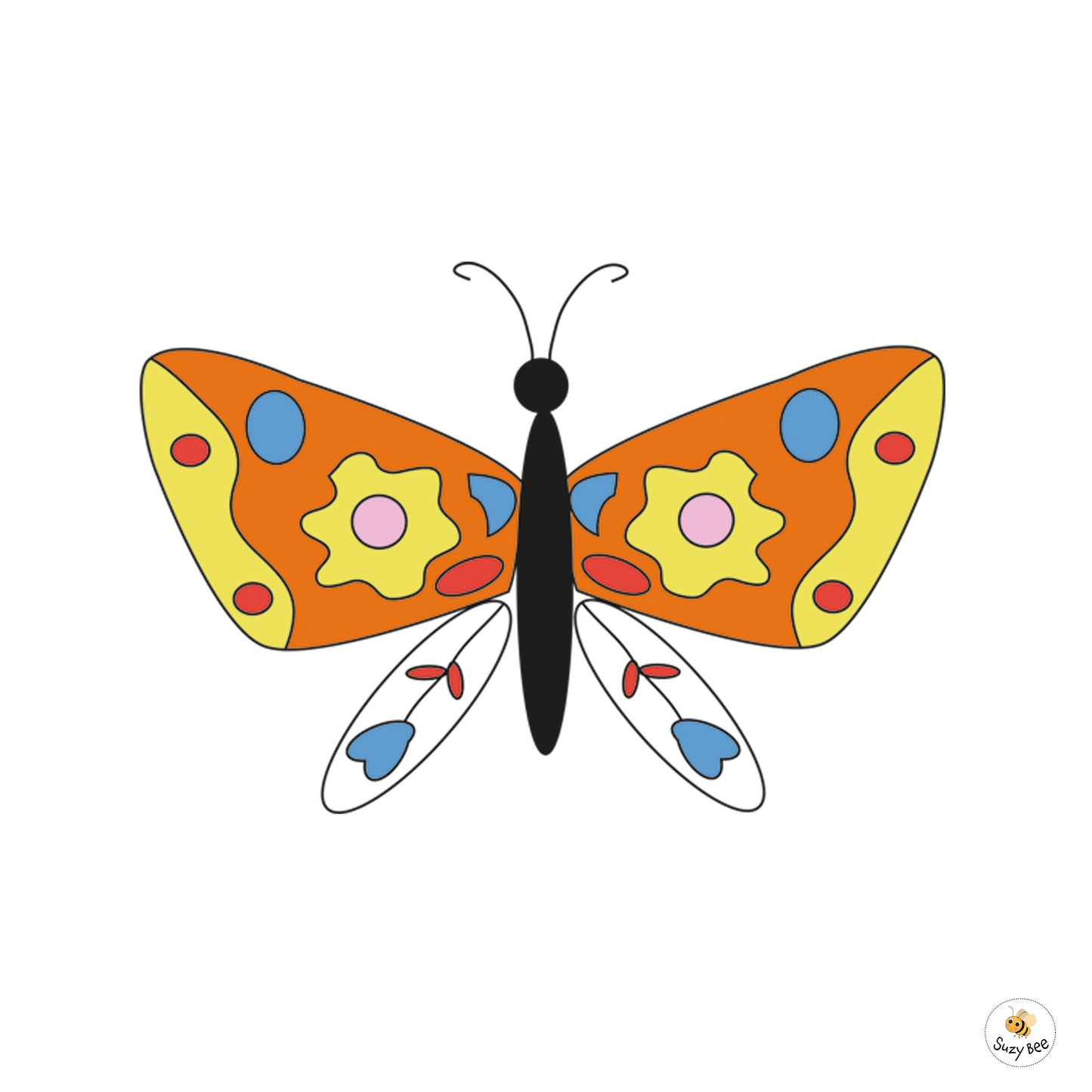 Butterfly -Yellow Flower print wings- Children's Wall Art
