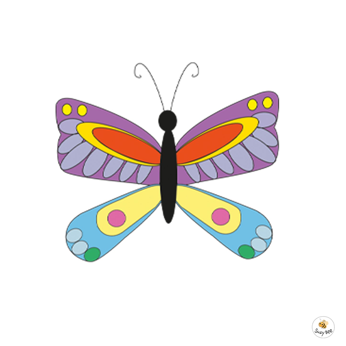 Butterfly -Pink Dot Print Wings- Children's Wall Art