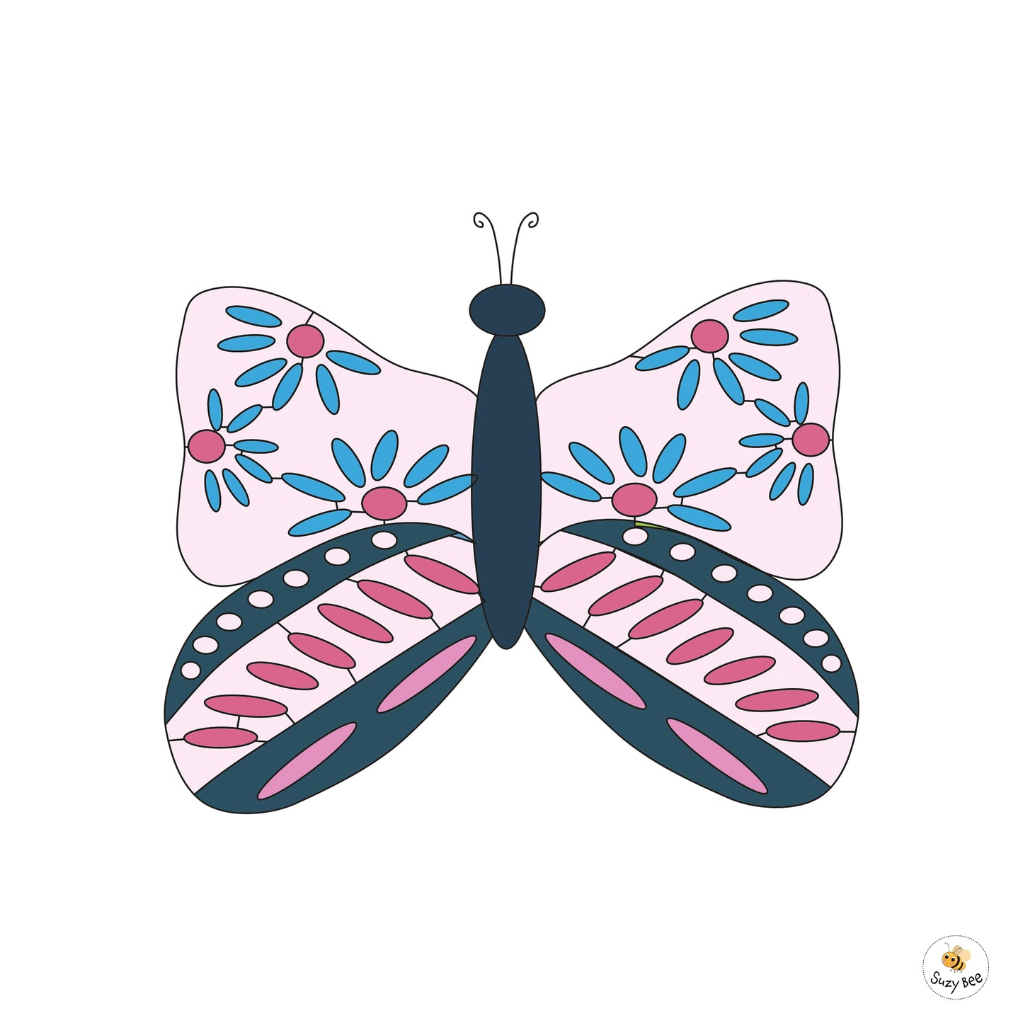 Butterfly -Blue Petal Wings- Children's Wall Art