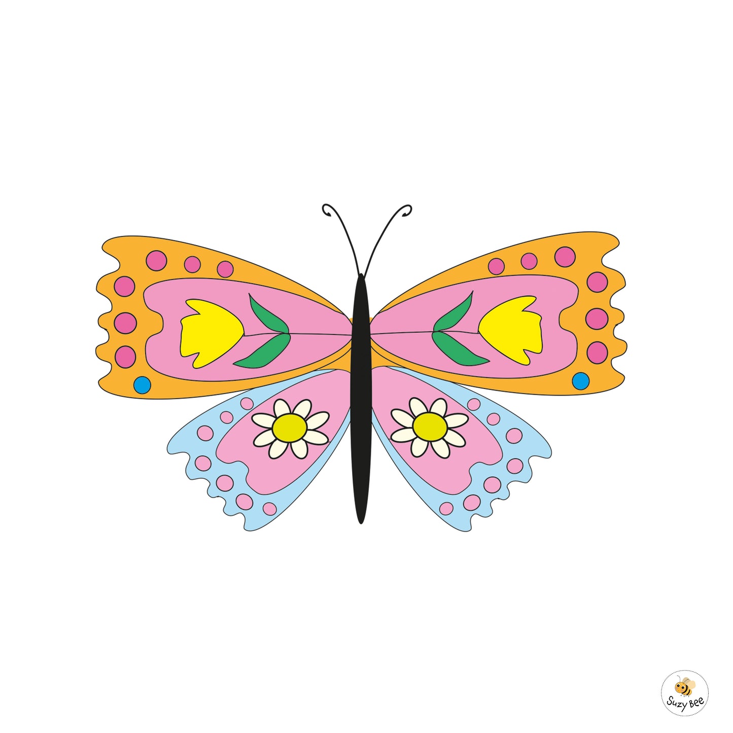 Butterfly -Yellow Tulip Wings- Children's Wall Art