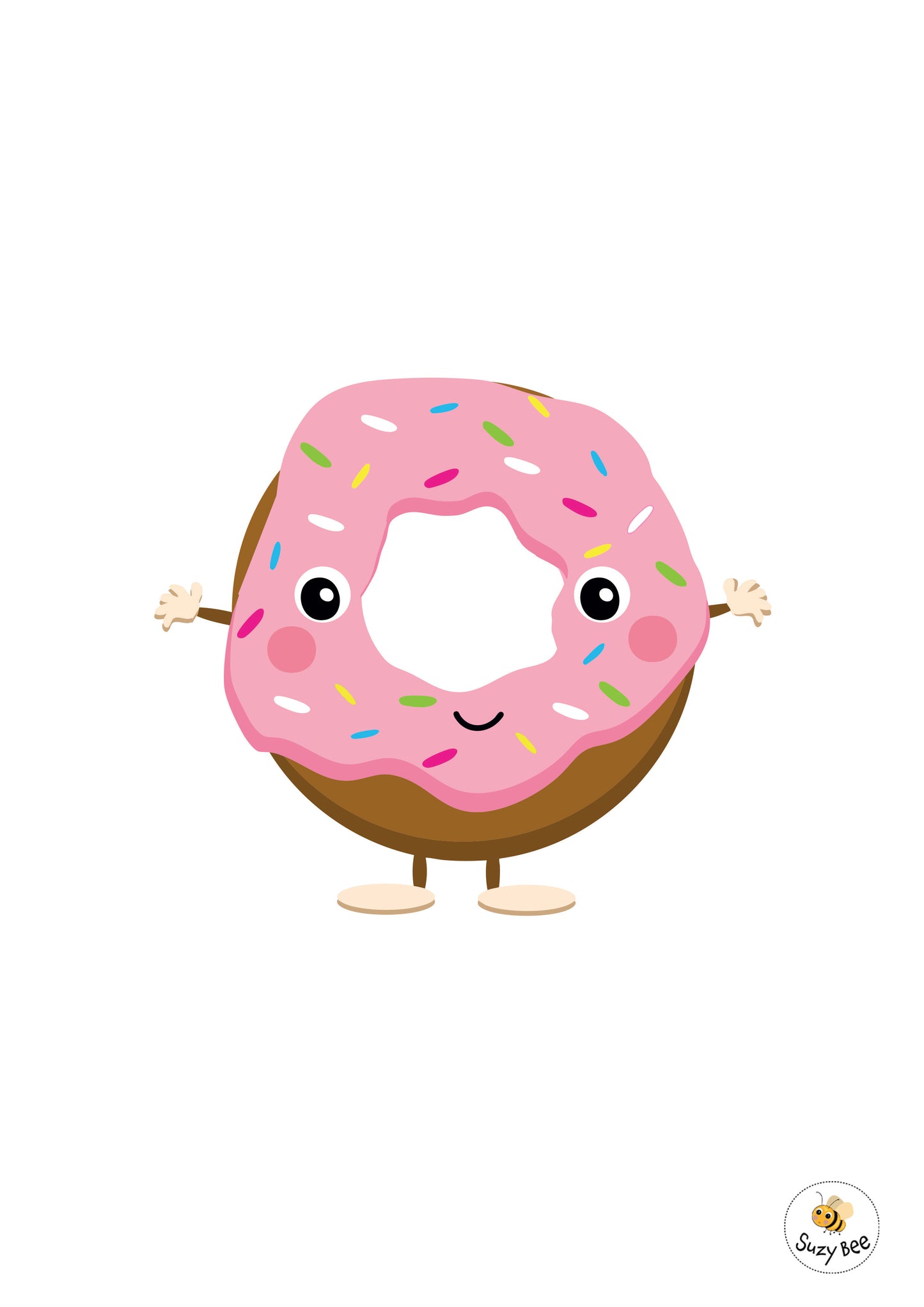 Smiling Donut Illustration - Children's Wall Art