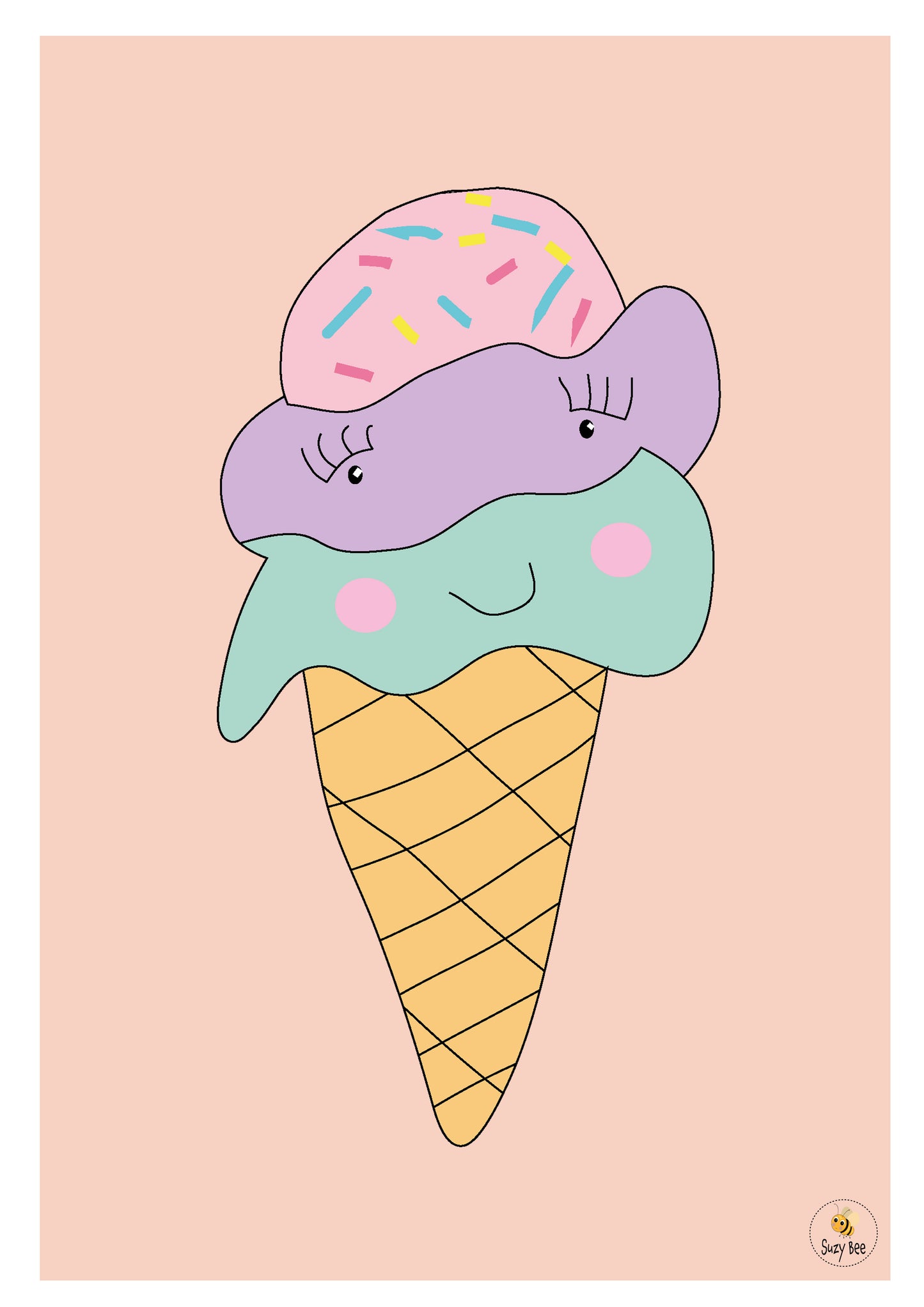 Sprinkle Top Icecream Illustration - Children's Wall Art