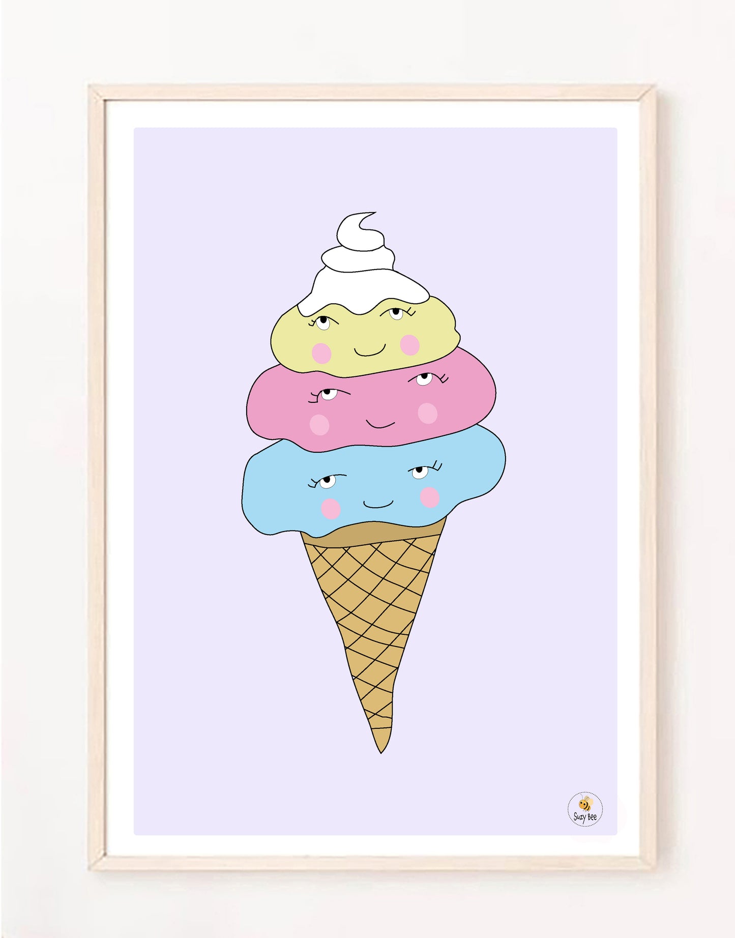 Triple Scoop Icecream Illustration - Children's Wall Art