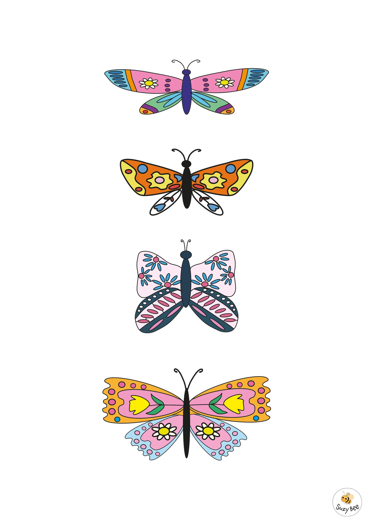Floral Butterflies 4 - Children's Wall Art