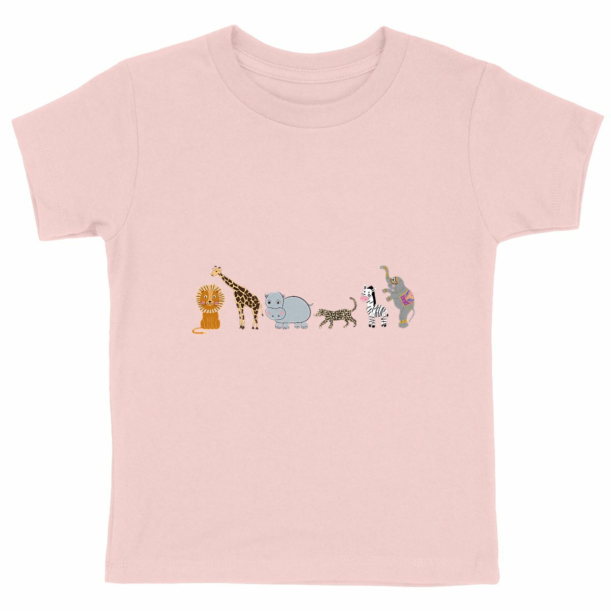 Kids Jungle Animals t-Shirt - Organic Spun Cotton - front_pink
