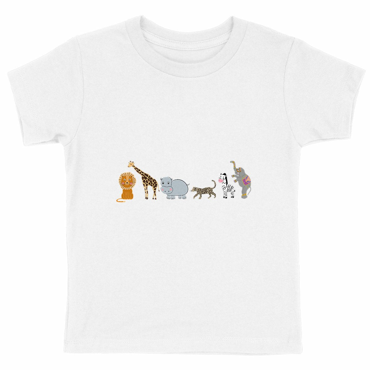 Kids Jungle Animals t-Shirt - Organic Spun Cotton - front_white