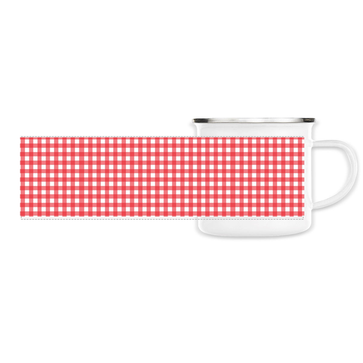 Red Gingham Enamel Mug