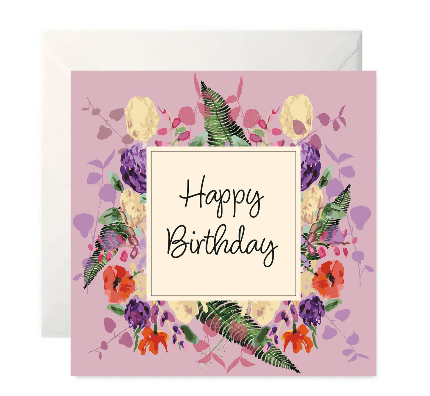 Hydrangea Wreath- Happy Birthday Card