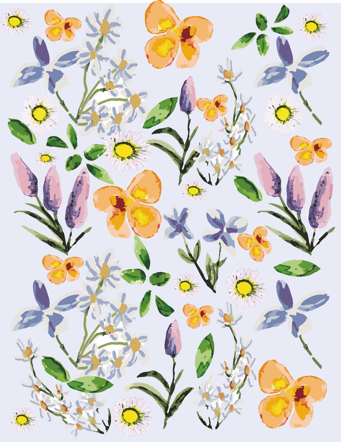 Buddleia & Daisy - Watercolour Art Print