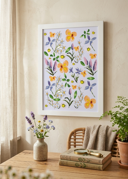 Buddleia & Daisy - Watercolour Art Print