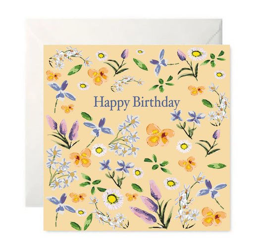 Buddleia and Dasiy - Happy Birthday Card