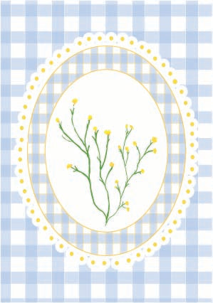 Delicate Buttercup on Blue Gingham Card