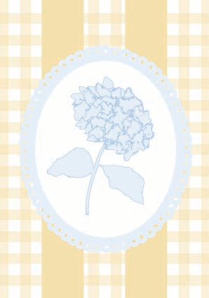 Blue Hydrangea on Yellow Gingham Greeting Card