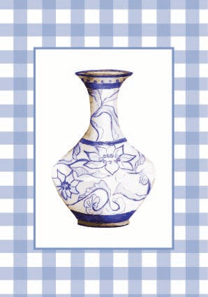 Hand-Painted Chinoiserie Urn Card