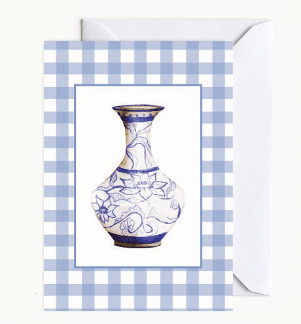 Hand-Painted Chinoiserie Urn Card