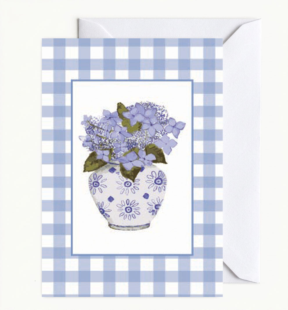 Chinoiserie Vase with Lacecap Hydrangea Card