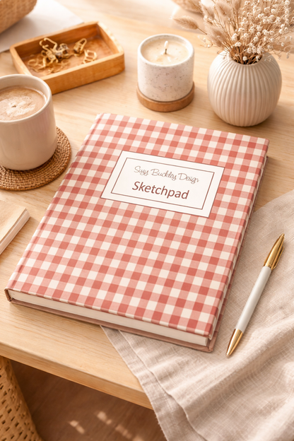 Red Gingham Vintage Pattern | Hardback Sketchbook | 120 Pages | 160gsm