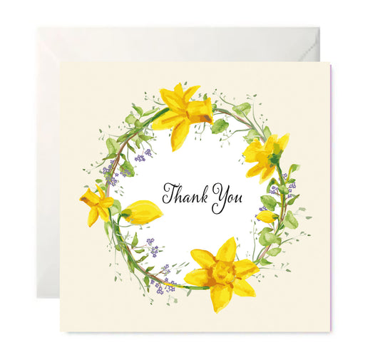 Daffodil Wreath- ThankYou - Sentiment Card