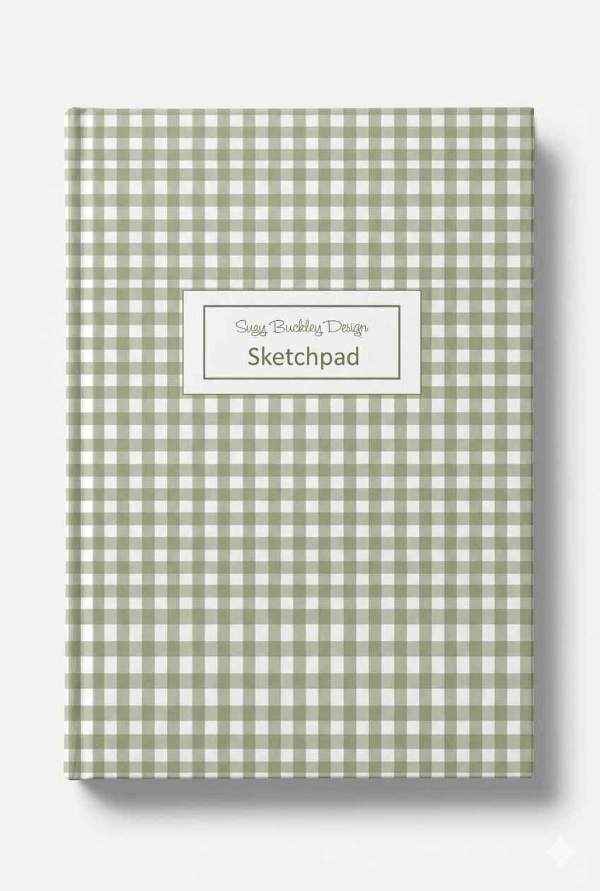 Sage Green Gingham Vintage Pattern | Hardback Sketchbook | 120 Pages | 160gsm