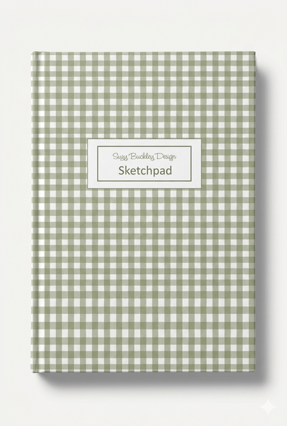 Sage Green Gingham Vintage Pattern | Hardback Sketchbook | 120 Pages | 160gsm