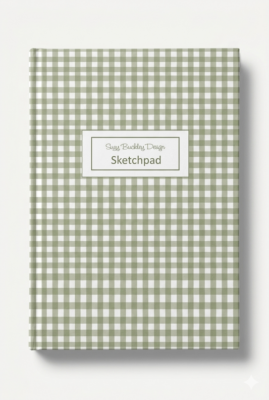 Sage Green Gingham Vintage Pattern | Hardback Sketchbook | 120 Pages | 160gsm