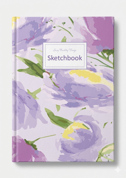 Unique Purple Peony Design | Hardback Sketchbook | 120 Pages | 160gsm