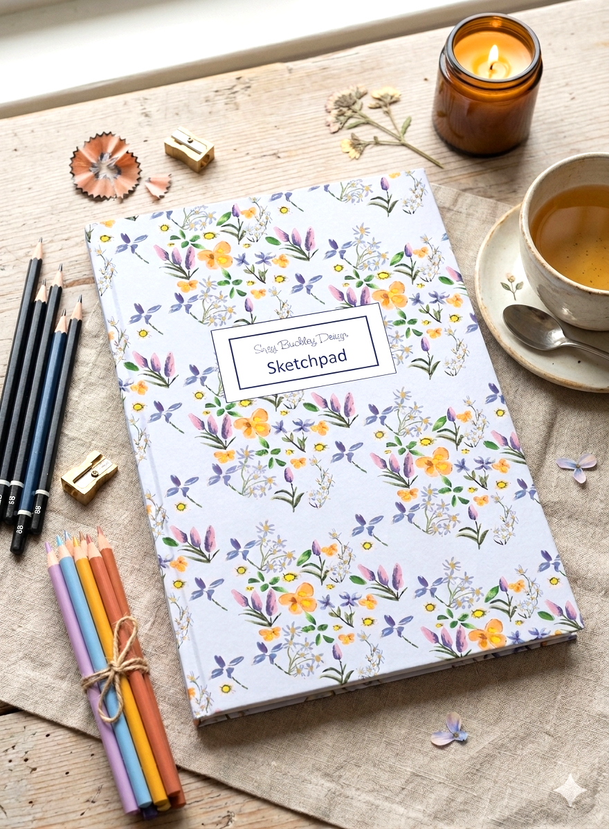 Buddleia and Daisy Pattern | Hardback Sketchbook | 120 Pages | 160gsm