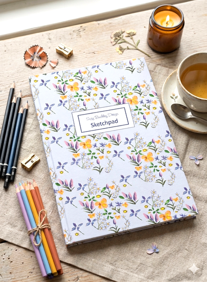 Buddleia and Daisy Pattern | Hardback Sketchbook | 120 Pages | 160gsm