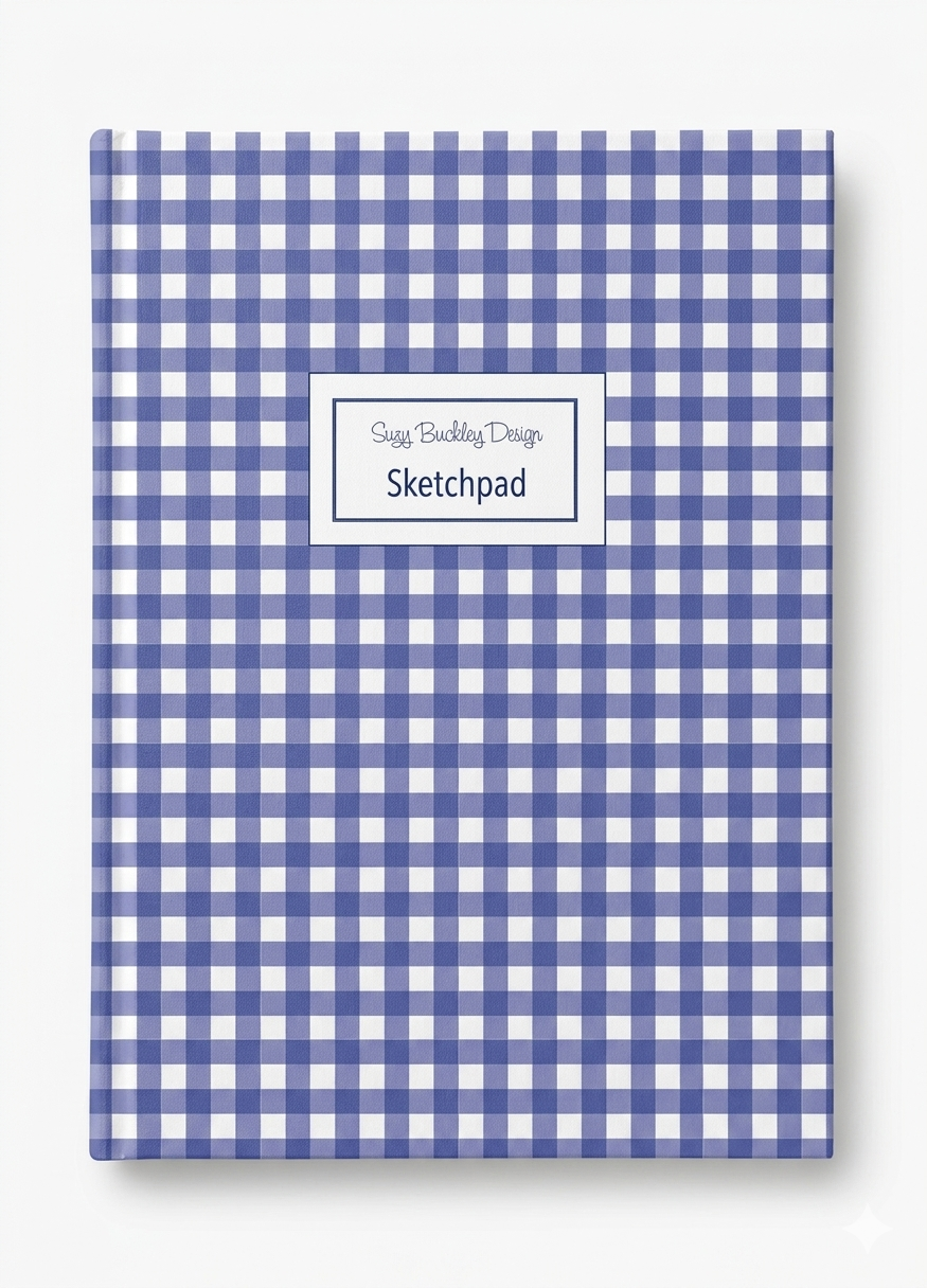 Blue Gingham Vintage Pattern | Hardback Sketchbook | 120 Pages | 160gsm