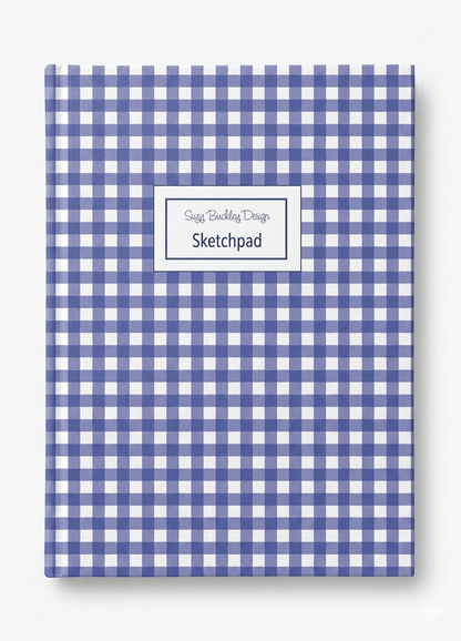 Blue Gingham Vintage Pattern | Hardback Sketchbook | 120 Pages | 160gsm