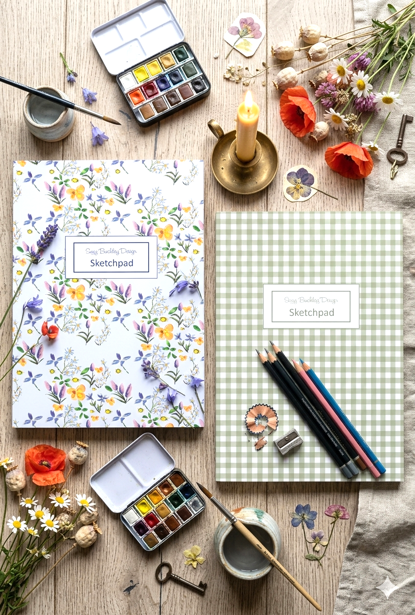 Buddleia and Daisy Pattern | Hardback Sketchbook | 120 Pages | 160gsm
