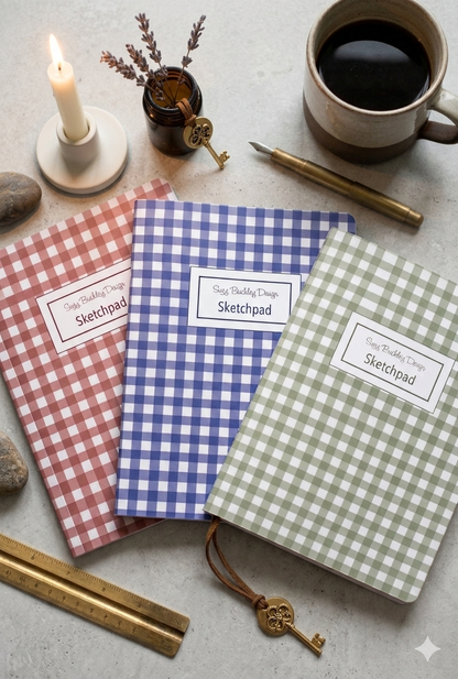 Red Gingham Vintage Pattern | Hardback Sketchbook | 120 Pages | 160gsm