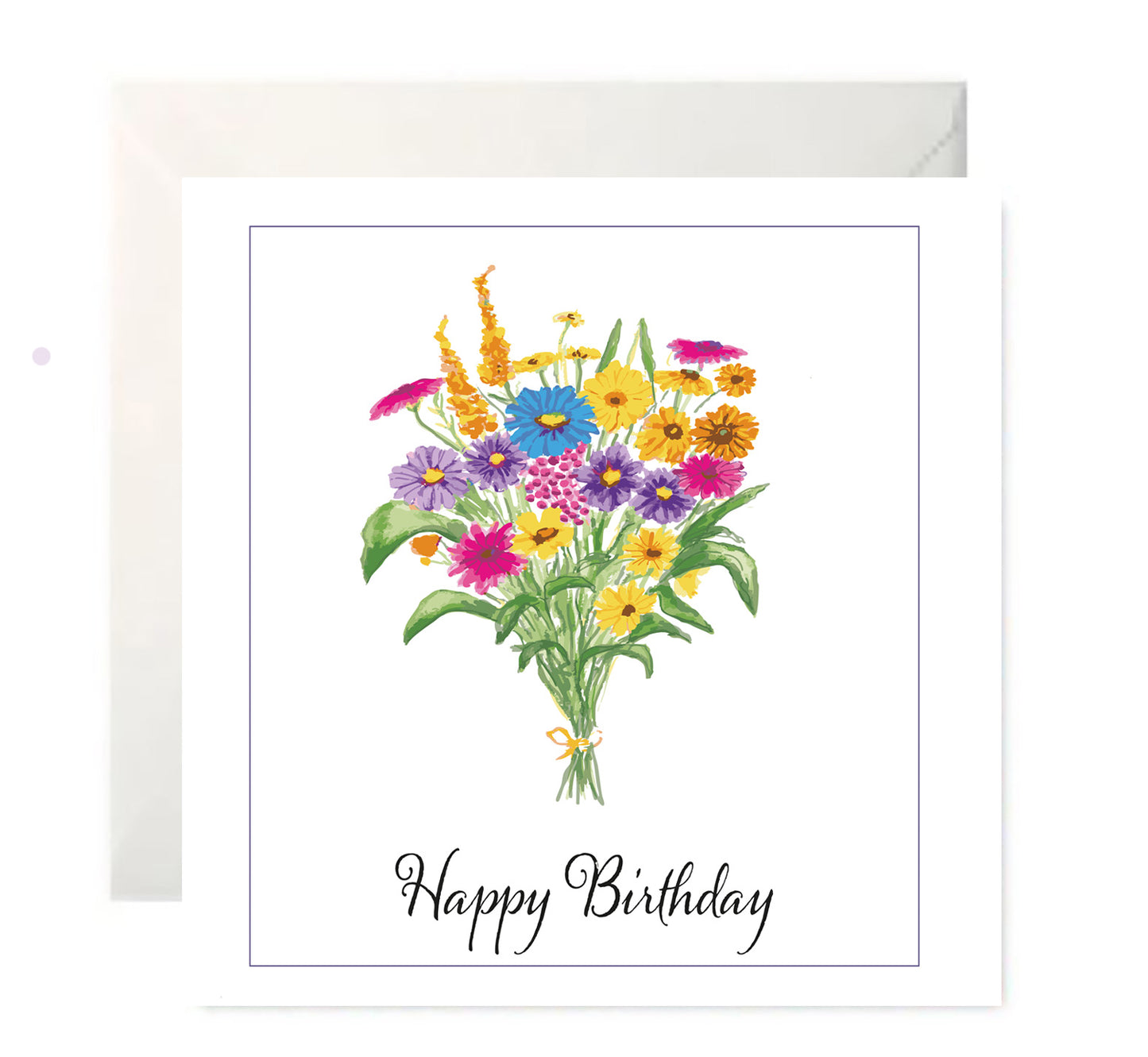 Flower Bouquet - Birthday Card Set - Seven Unique, Hand Painted Designs