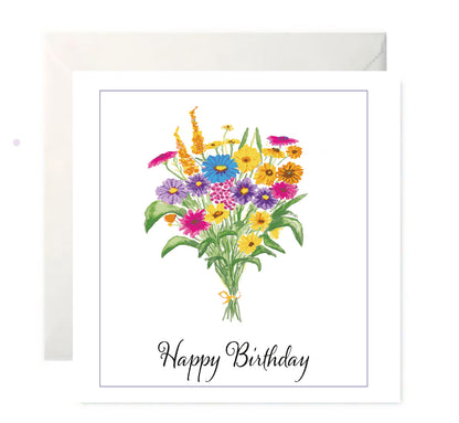 Flower Bouquet - Birthday Card Set - Seven Unique, Hand Painted Designs