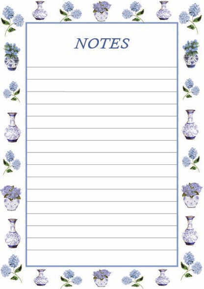 Chinoiserie Vases & Hydrangea A5 Memo Pad