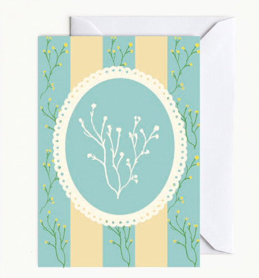 Teal Green & Yellow Wildflower Stripe Card