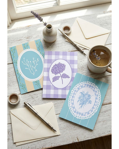 Teal Green & Yellow Wildflower Stripe Card